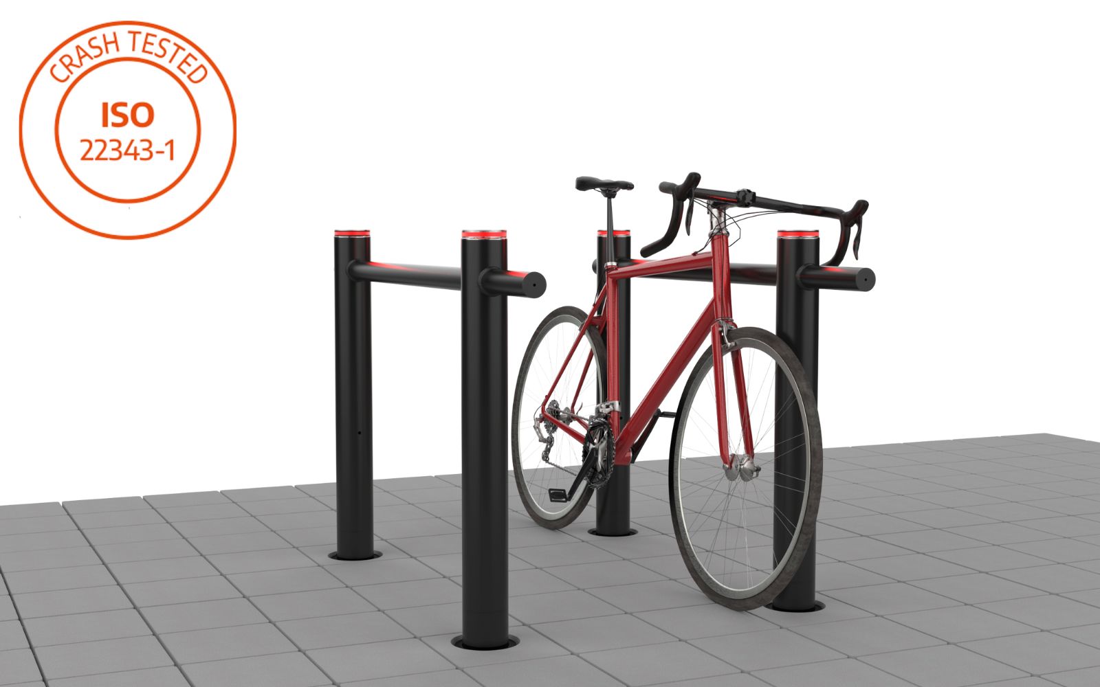 BikeLine Fahrradabstellanlage, crashgeprüft nach ISO 22343-1